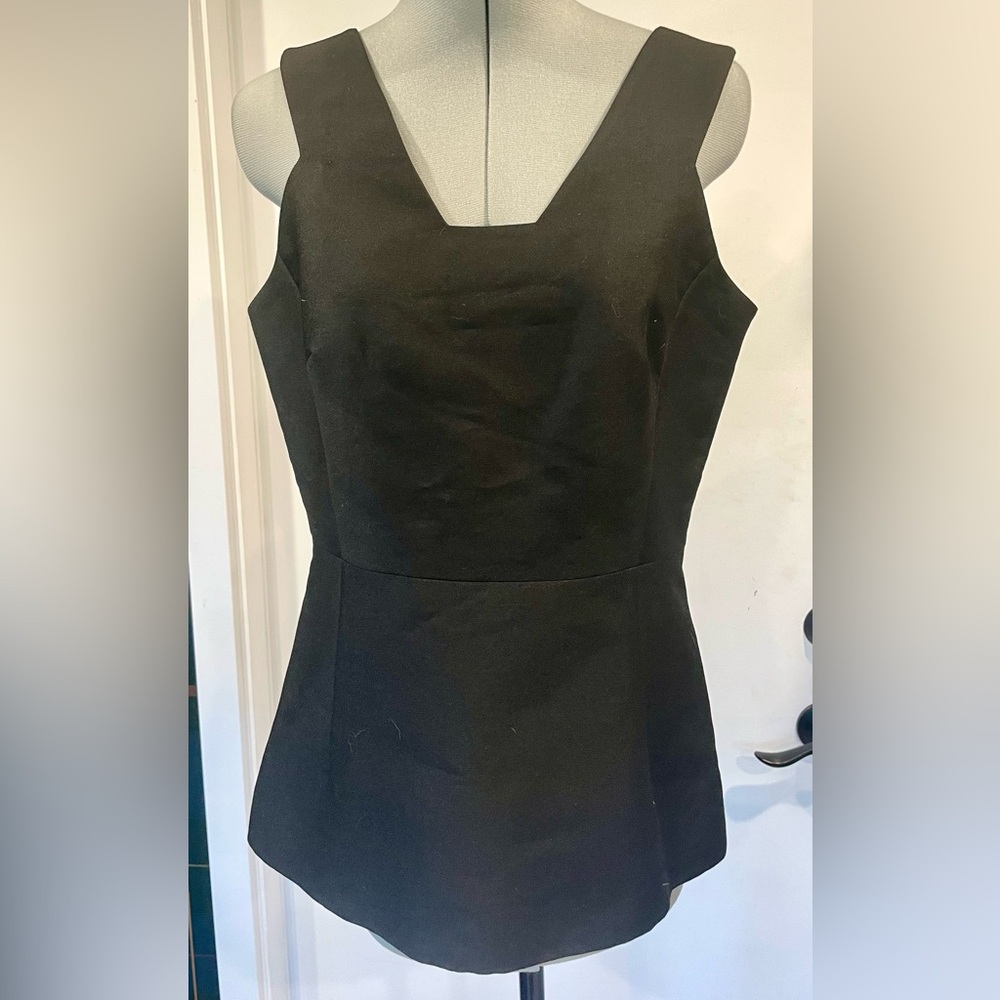 Kate Spade NWT structured peplum top, bow, black, sz6 - Picture 3 of 11